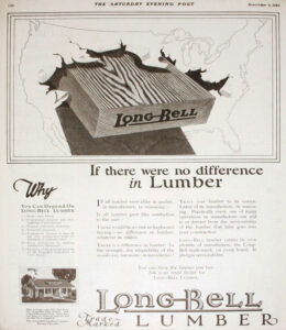 Long-Bell Lumber in Columbus, Kansas advertisement.