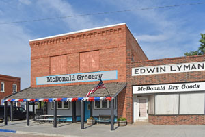 Business buildings in McDonald, Kansas by Kathy Alexander.