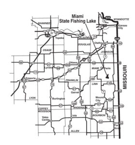 Miami State Fishing Lake Area Map.