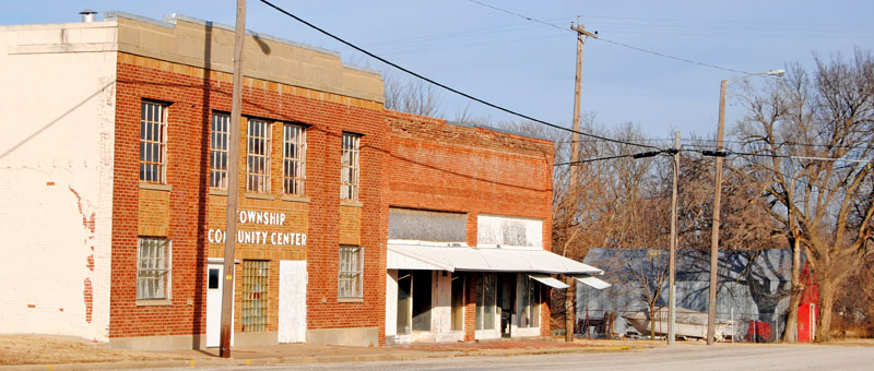 Business Buildings in Mound Valley, Kansas by Kathy Alexander.