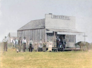 Drug Store in Mound Valley, Kansas, 1873.
