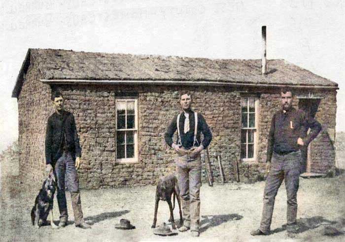 A sod house in Ness County, Kansas. A sod house in Ness County, Kansas around 1886.