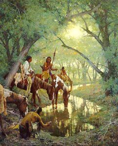 Cheyenne at the Disappearing Creek, called White Woman by Howard Terpning, photo courtesy Swoyer Fine Art & Collectibles. Cheyenne at the Disappearing Creek, called White Woman by Howard Terpning, photo courtesy Swoyer Fine Art & Collectibles.