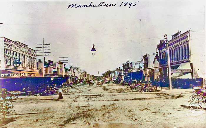 Manhattan, Kansas, about 1895, colorized.