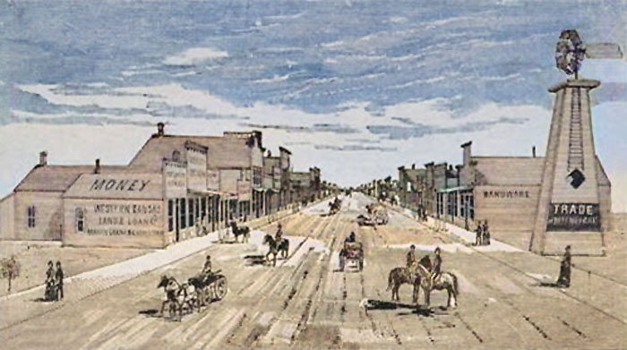 Scott City, Kansas Main Street, 1886. Scott City, Kansas Main Street, 1886.