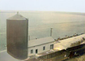 Railroad water tower in Selkirk, Kansas, 1946.