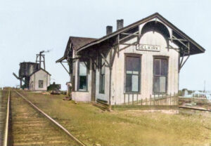 Missouri Pacific Railroad depot in Selkirk, Kansas in about 1885.