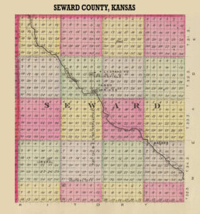 Seward County, Kansas Map by L.H. Everts & Co., 1887.