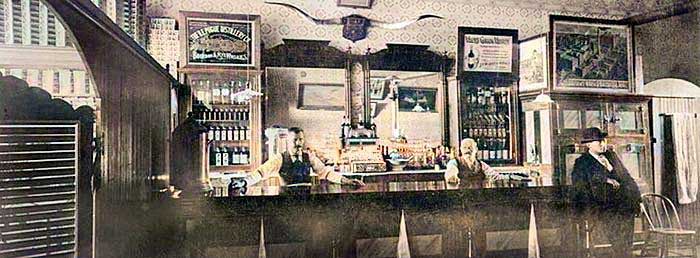 Bill Bader & Louis Laubner saloon in Dodge City, about 1895.