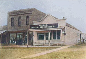 Business buildings in Coats, Kansas.
