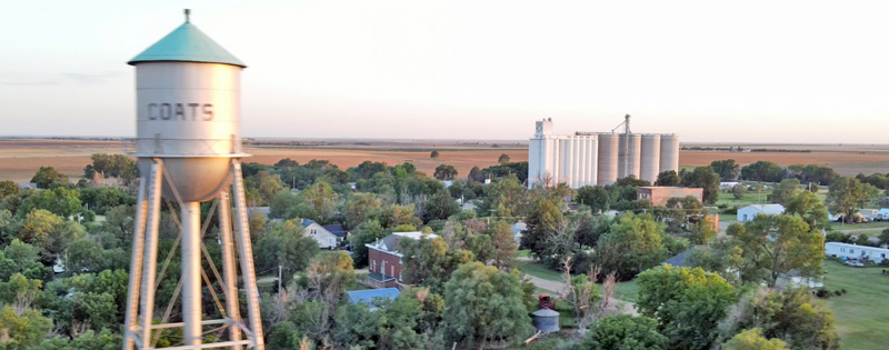 Skyview of Coats, Kansas, courtesy Wikipedia. Skyview of Coats, Kansas, courtesy Wikipedia.
