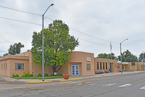 Business buildings in Lakin, Kansas by Kathy Alexander.