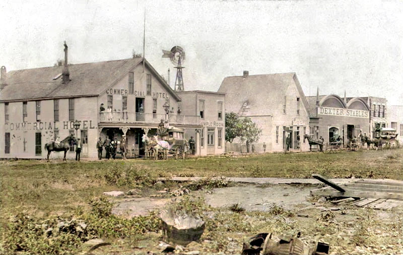Fredonia, Kansas, in about 1875. Colorized Fredonia, Kansas, in about 1875.