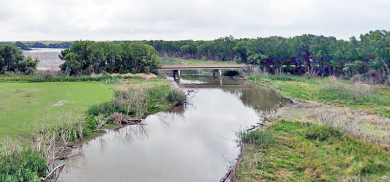 Prairie Dog Creek in Norton County, Kansas, courtesy of Google Maps.