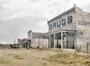 Business buildings in Speed, Kansas.