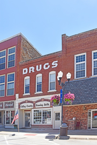 Business buildings in Burlington, Kansas by Kathy Alexander.