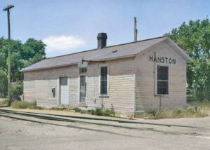 Atchison, Topeka & Santa Fe Railroad depot in Hanston, Kansas.