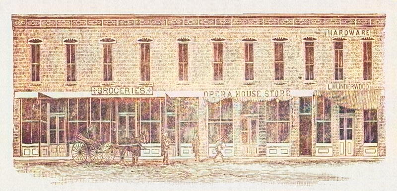 Opera House and other businesses in Ness City, Kansas.