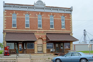 The upper story of this business building, once an opera house in Barnes, Kansas, is by Kathy Alexander.