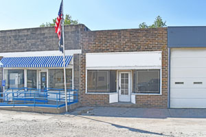 Business buildings in Belvue, Kansas by Kathy Alexander.
