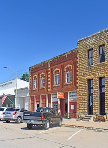 Business buildings in Chapman, Kansas, by Kathy Alexander.