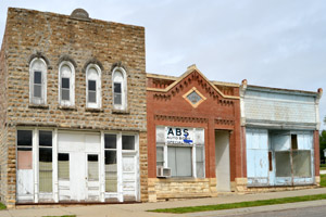 Business buildings in Havensville, Kansas by Kathy Alexander.
