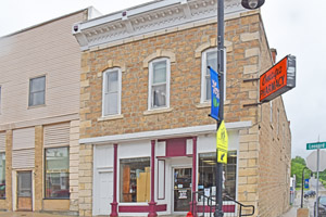 Business buildings in Onaga, Kansas by Kathy Alexander.