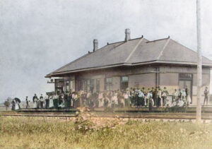 Chicago, Rock Island, & Pacific Railroad depot in Clyde, Kansas 1914. Chicago, Rock Island, & Pacific Railroad depot in Clyde, Kansas 1914.