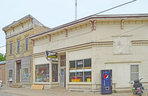 Business buildings in Hanover, Kansas by Kathy Alexander.