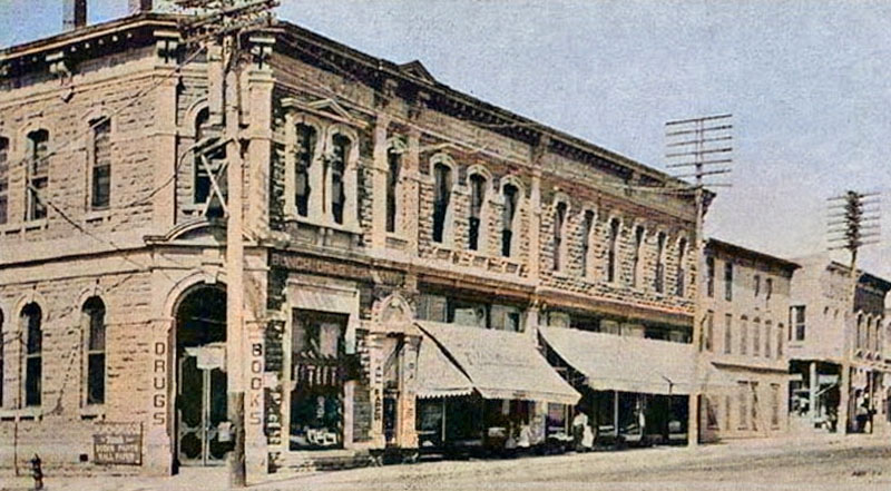 Main and Mill Street buildings in Beloit, Kansas.