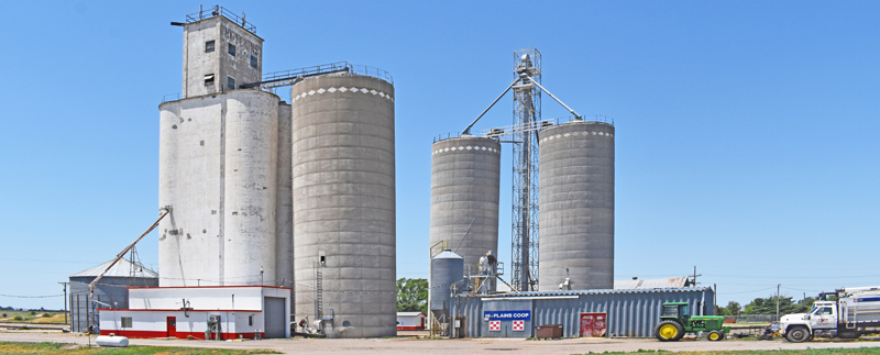 Grain elevators in Dresden, Kansas by Kathy Alexander.