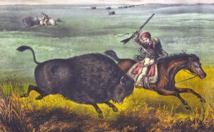 Buffalo hunting on the Plains by Currier & Ives, 1871.