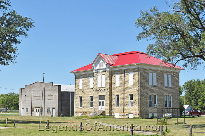 Old school and gym in Louisville, Kansas.