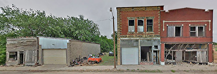 Old buildings in Simpson, Kansas, courtesy of Google Maps.