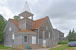 The old Methodist Church in Simpson, Kansas was converted to a home.