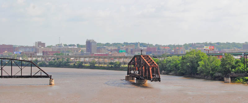 Iron truss bridge in St. Joseph, Missouri, by Kathy Alexander.