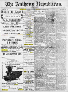 Republican Newspaper in Anthony, Kansas.