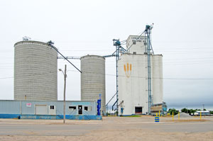Grain elevators in Belpre, Kansas by Kathy Alexander.