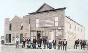Business buildings in Belvidere, Kansas.