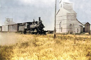 Grain elevators and train in Centerview, Kansas. Grain elevators and train in Centerview, Kansas.