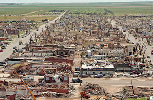 Greensburg, Kansas tornado damage, by FEMA, 2007. Greensburg, Kansas tornado damage, by FEMA, 2007.