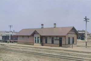 Railroad depot in Sharon Springs, Kansas.